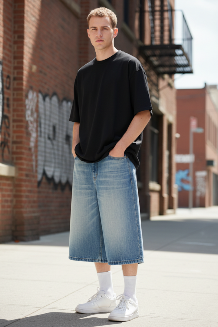 Light wash jorts