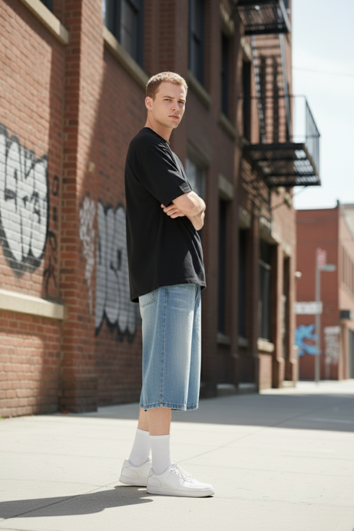 Light wash jorts