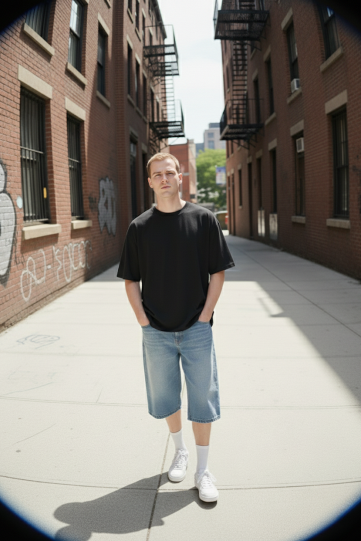 Light wash jorts