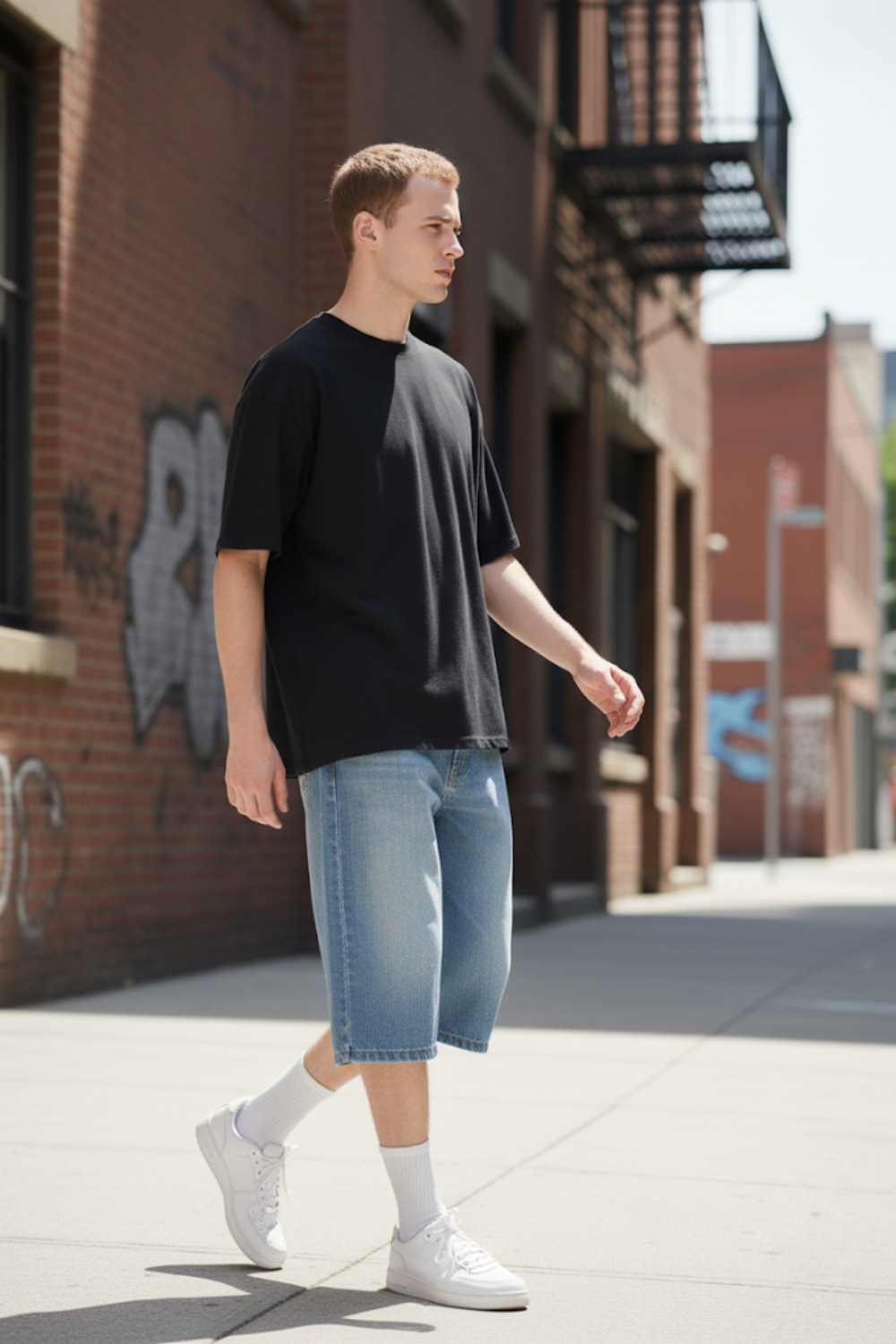 Light wash jorts