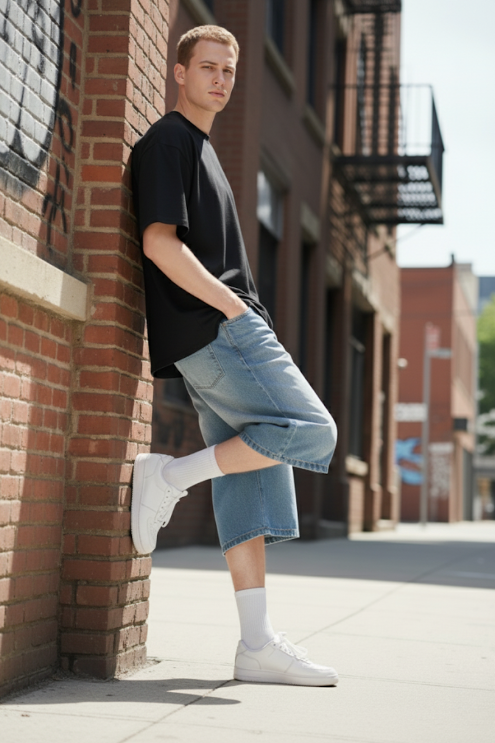 Light wash jorts
