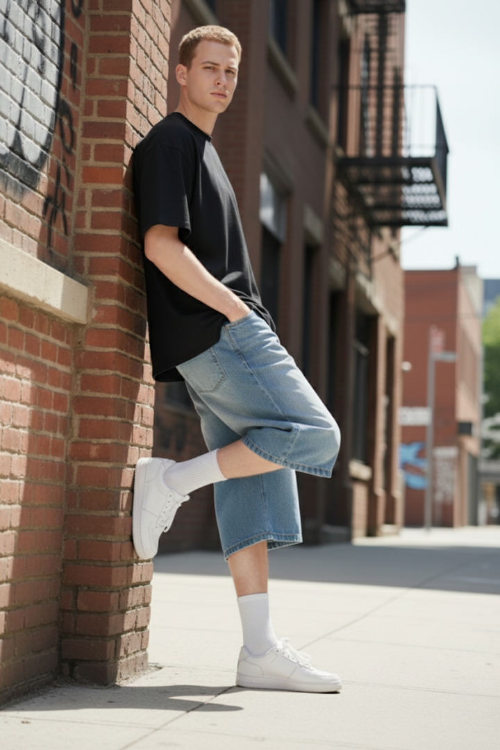 Light wash jorts