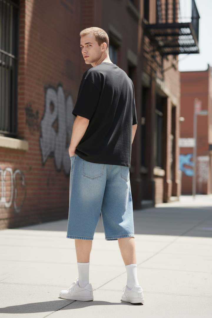 Light wash jorts