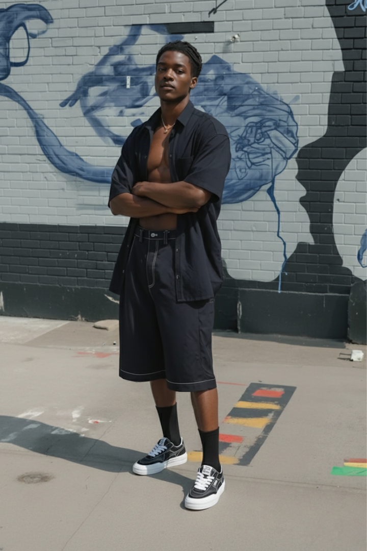 Dark blue jorts