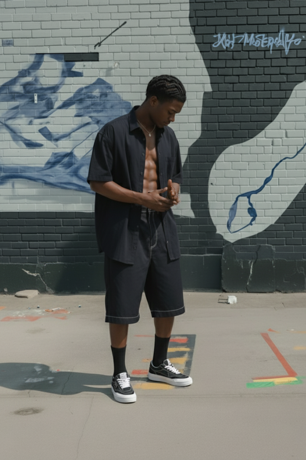 Dark blue jorts